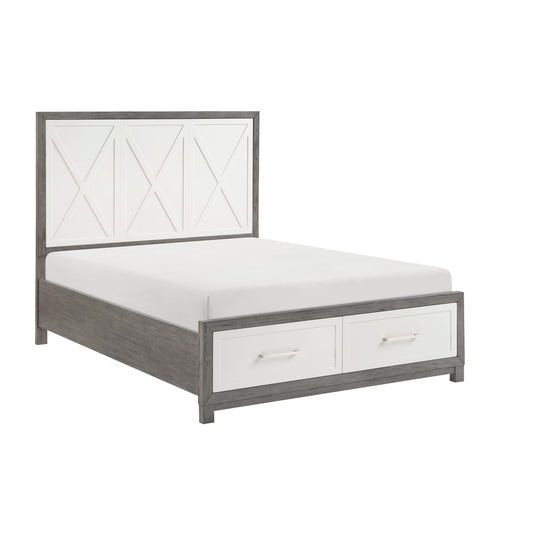 Rowan Queen Storage Platform Bed WHITE/GREY