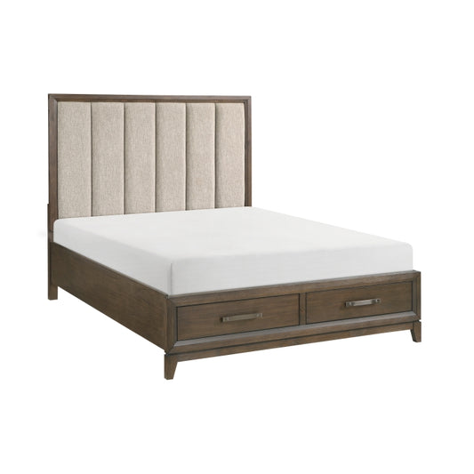 Cambridge Queen Storage Platform Bed DARK WALNUT
