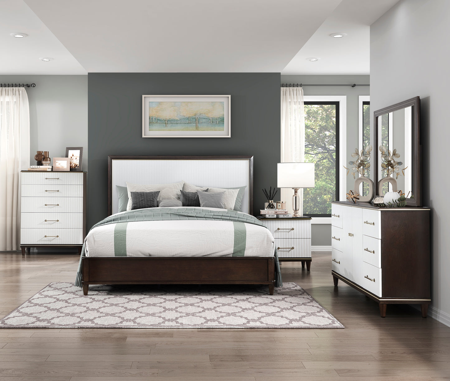 Niles Queen Bed CHERRY/WHITE