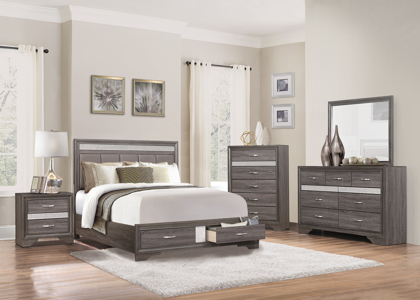 Luster Queen Storage Platform Bed GREY