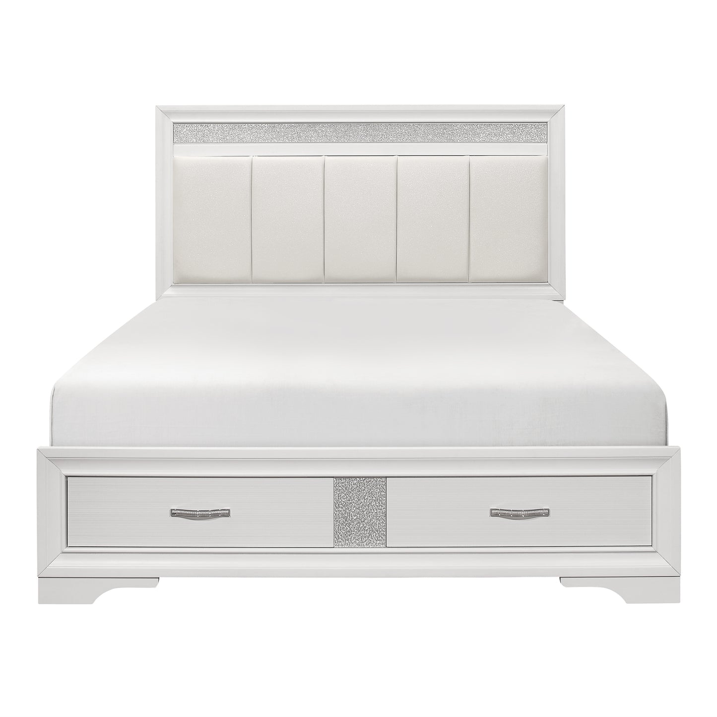 Luster Queen Storage Platform Bed WHITE