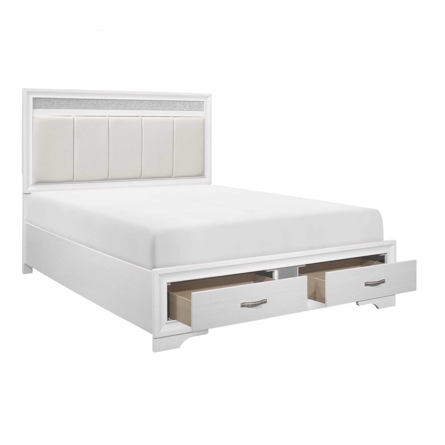 Luster Queen Storage Platform Bed WHITE