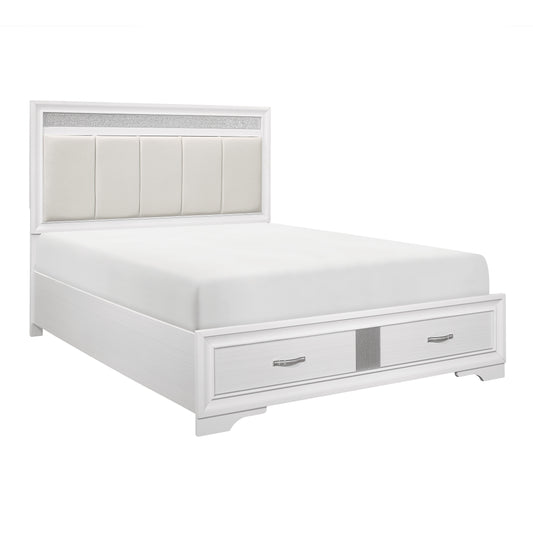 Luster Queen Storage Platform Bed WHITE