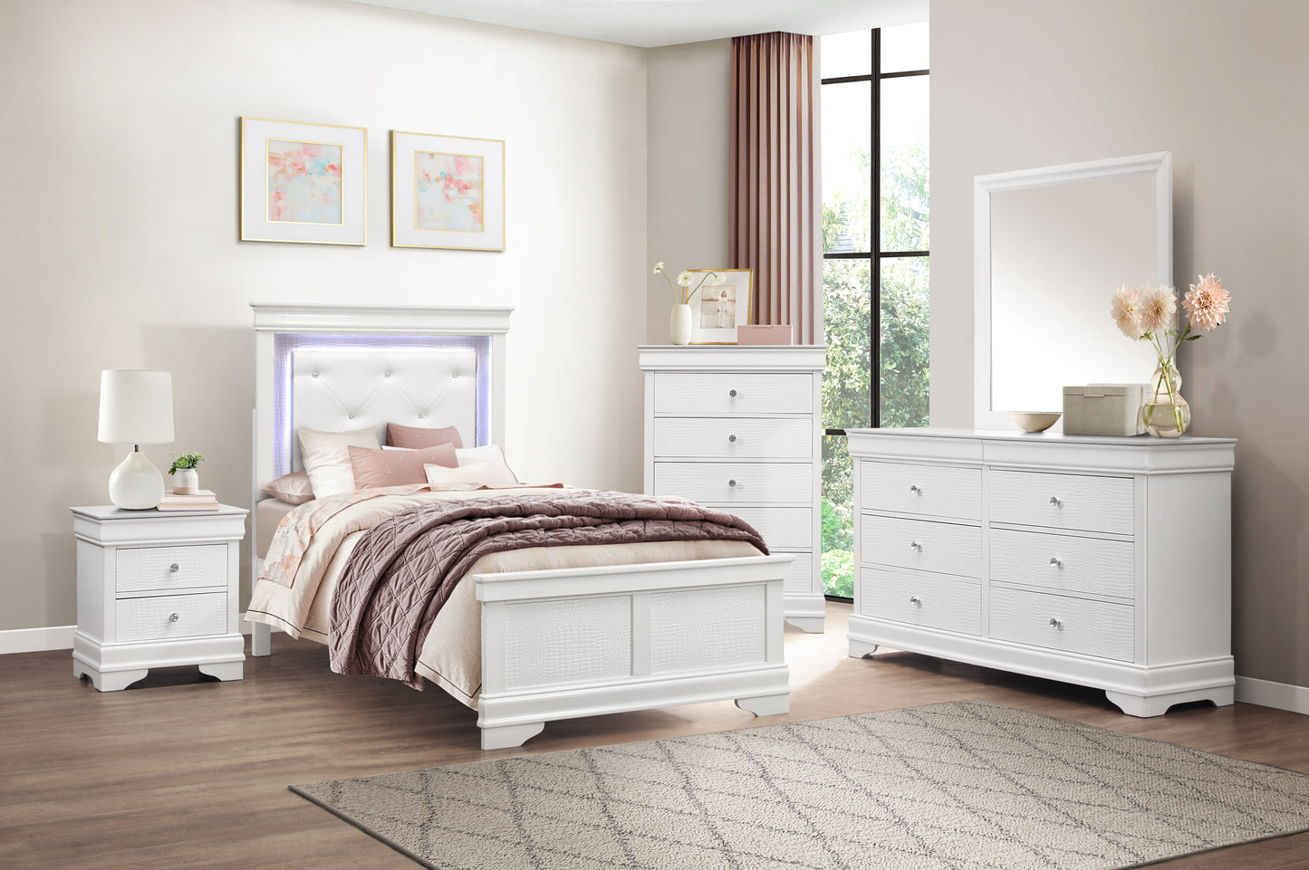 Lana Twin Bed W/LED WHITE