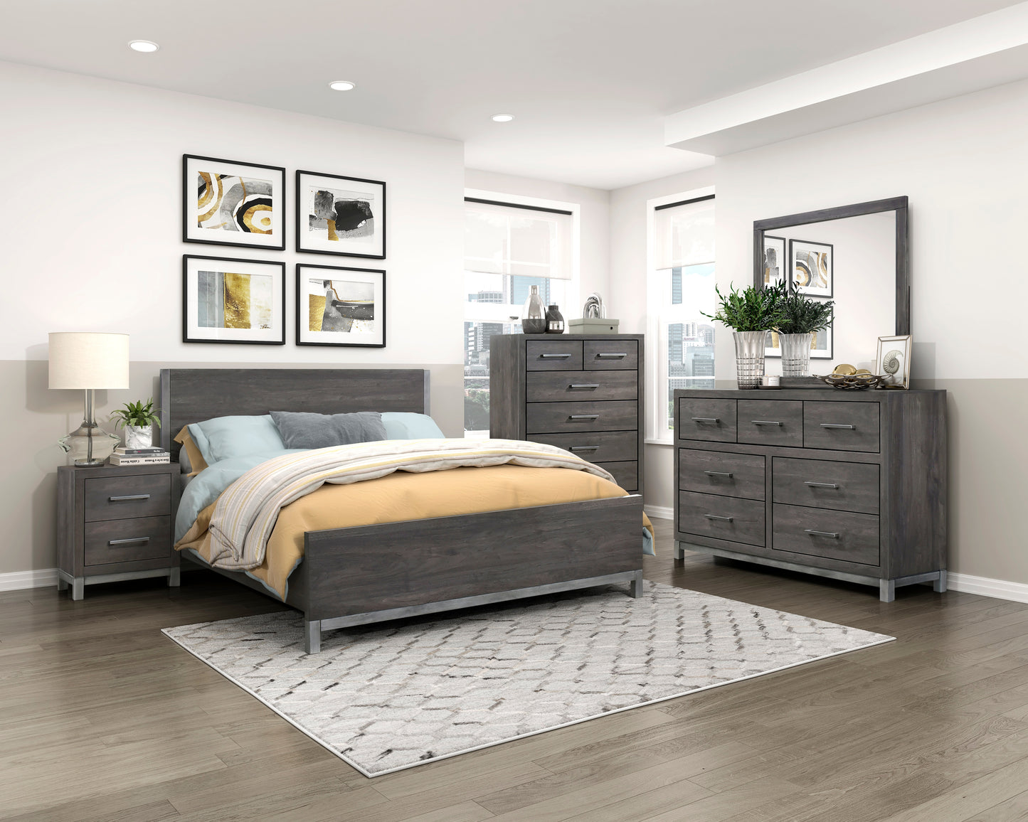 Zephyr Queen Bed DARK GREY