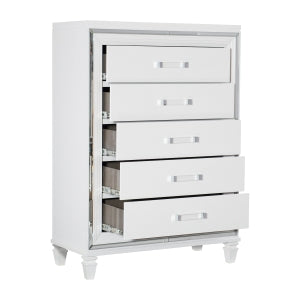 Tamsin 5 Drawer Chest WHITE METALLIC