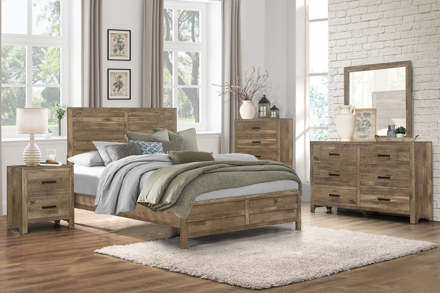 Mandan Queen Bed WEATHERED PINE