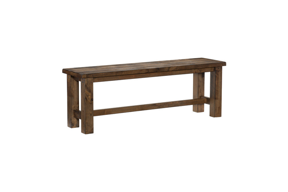 Jerrick 6pcs Dining Table W/Bench SOLID WOOD-BURNISHED BROWN