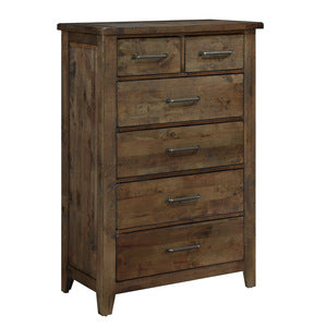 Jerrick 5 Drawer Chest SOLID WOOD/ BROWN