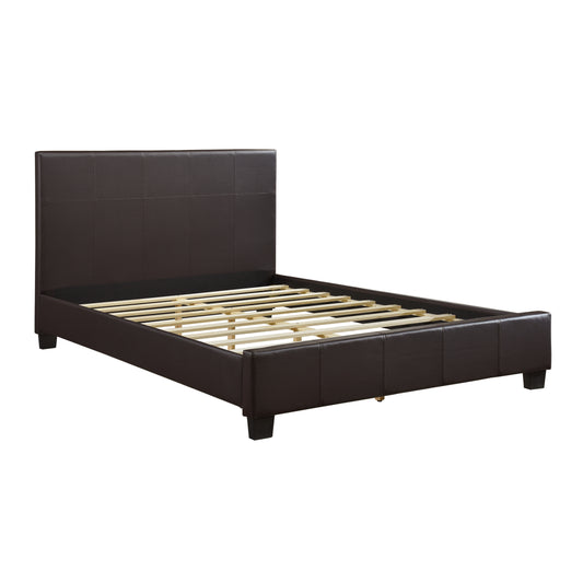 Lorenzi Queen Platform Bed DARK BROWN VINYL
