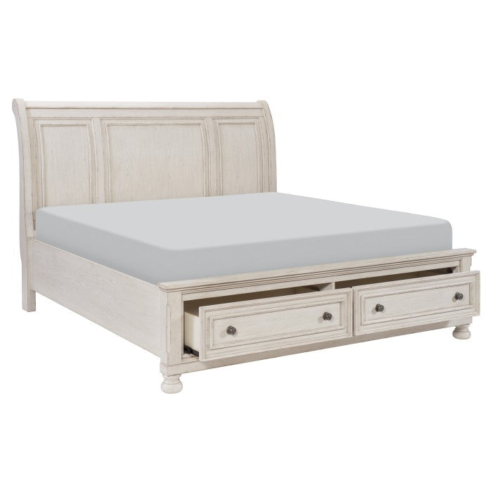 Cumberland Queen Storage Platform Bed WIRE BRUSHED WHITE