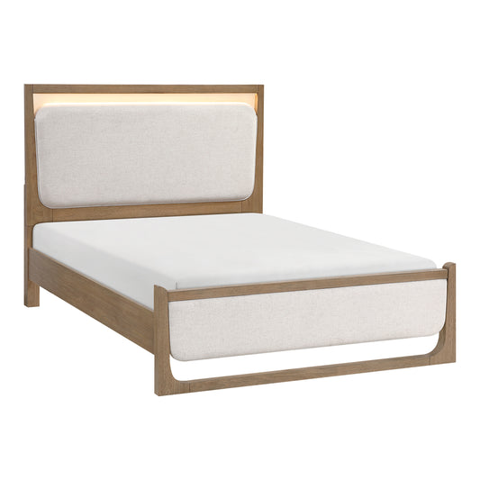 Riley Queen Bed W/LED LITE BROWN