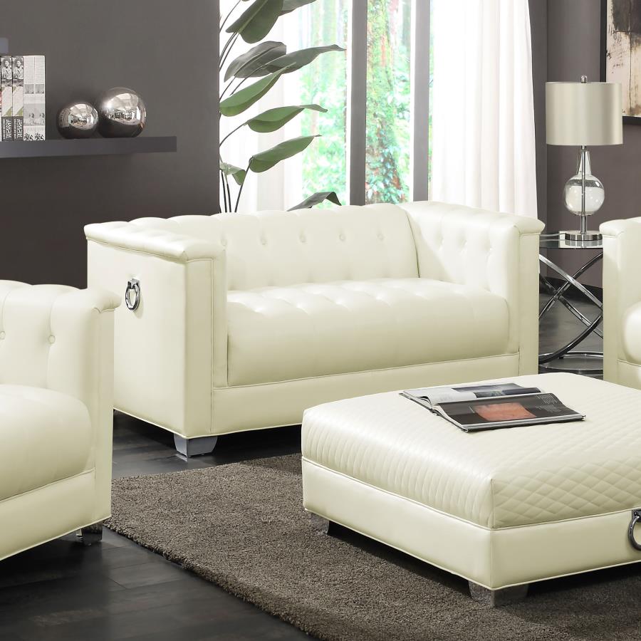 Chaviano Loveseat PEARL WHITE VINLY
