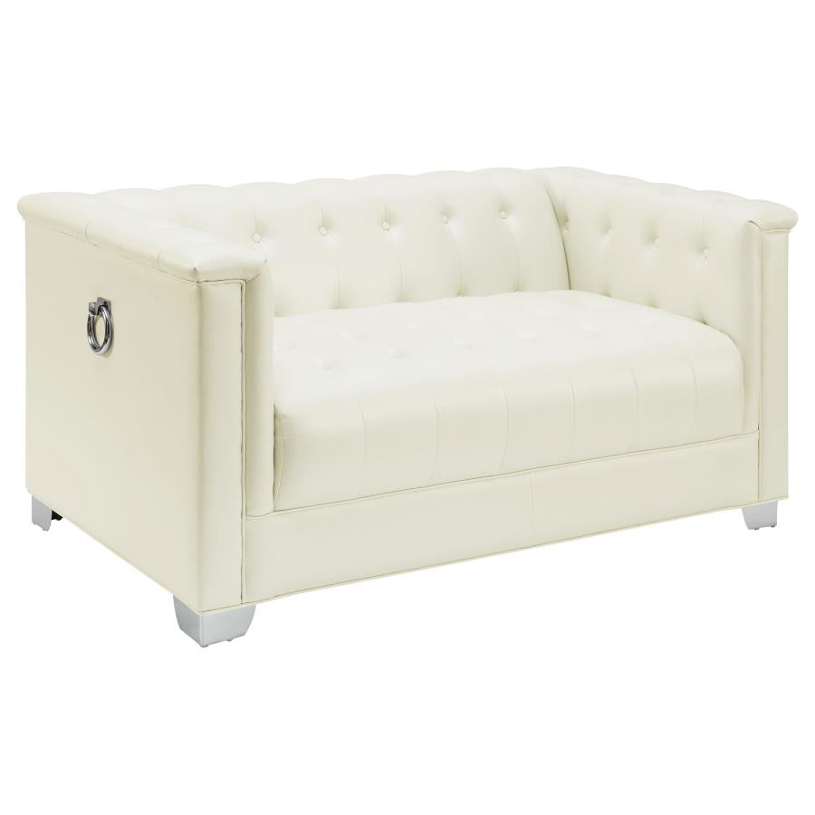 Chaviano Loveseat PEARL WHITE VINLY