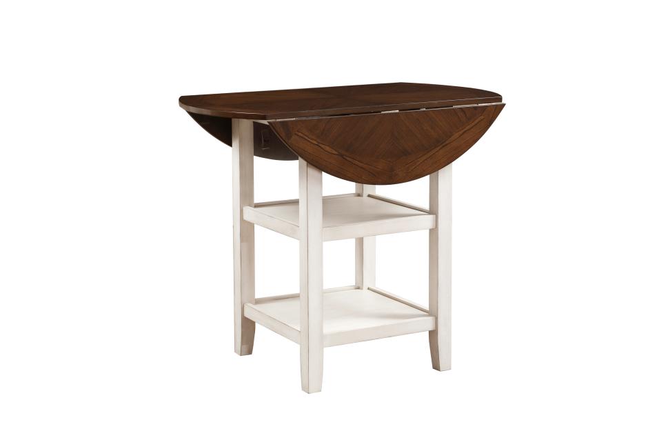 Kiwi 5pcs Counter Set W/Drop Leaf- WHITE WASH/DARK CHERRY