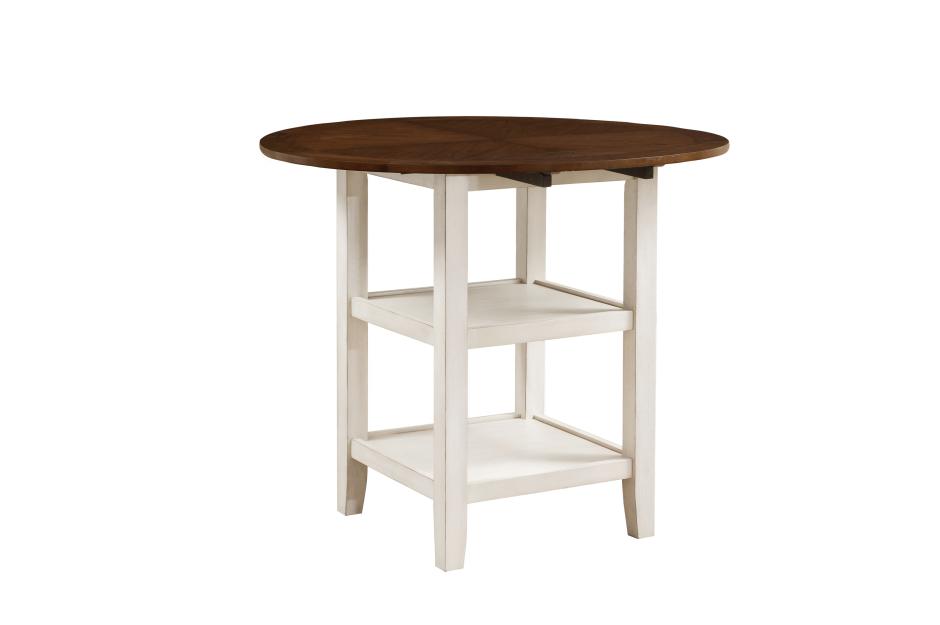 Kiwi 5pcs Counter Set W/Drop Leaf- WHITE WASH/DARK CHERRY