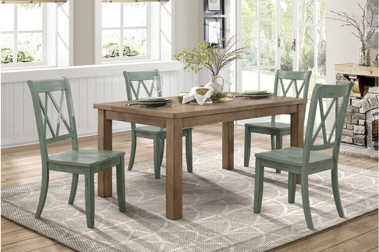 Janina 5pcs Dinette Set TEAL CHAIRS