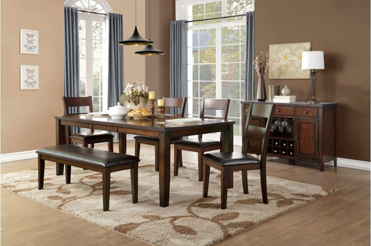 Mantello 6pcs Dining Set W/Bench CHERRY