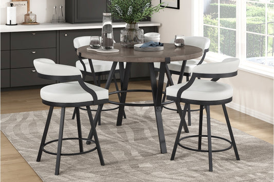 Crowley 5pcs Counter Set WHITE STOOLS