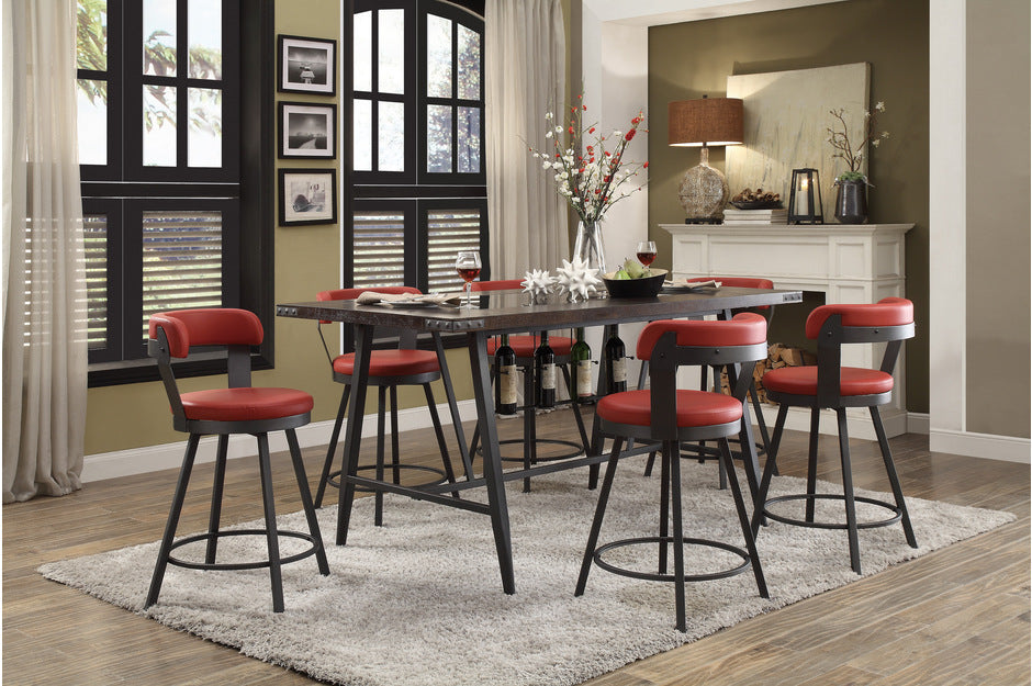 Appert 7pcs Counter Set RED STOOLS