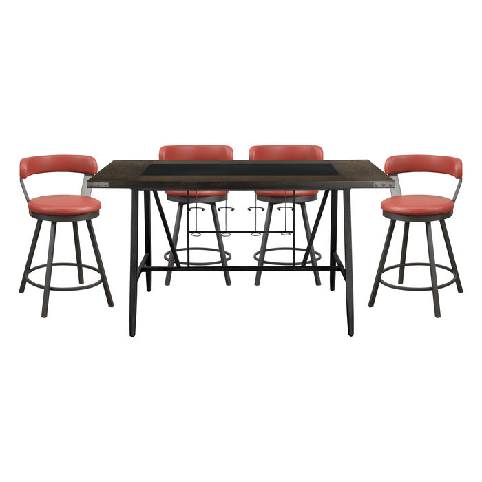 Appert 5pcs Counter Set RED STOOLS
