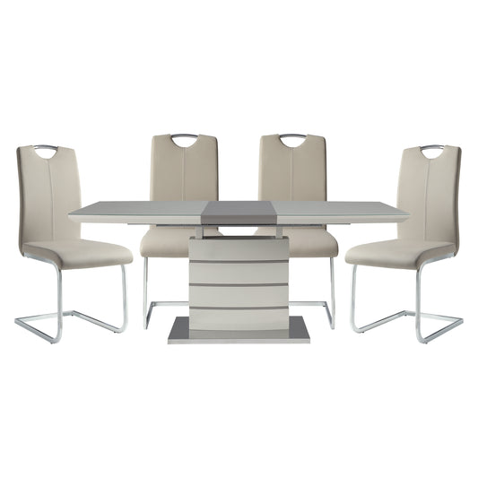 Glissland 5pcs Dining Set WHITE/TAUPE