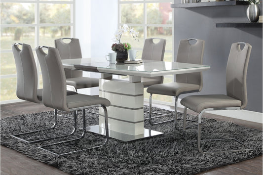 Glissland 7pcs Dining Set WHITE/TAUPE