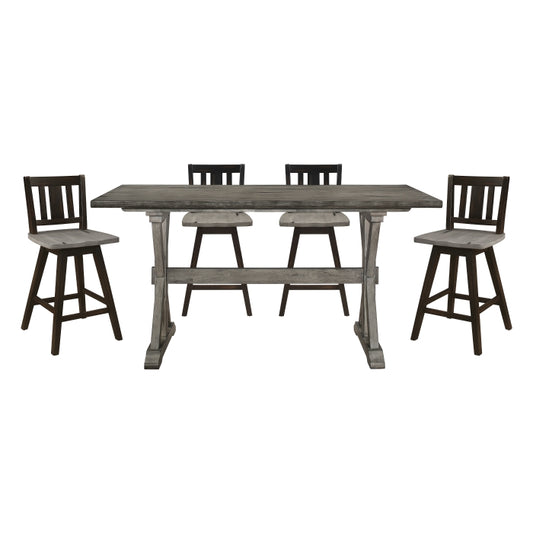 Amsonia 5pcs Counter Set GREY/BLACK SLAT BACK