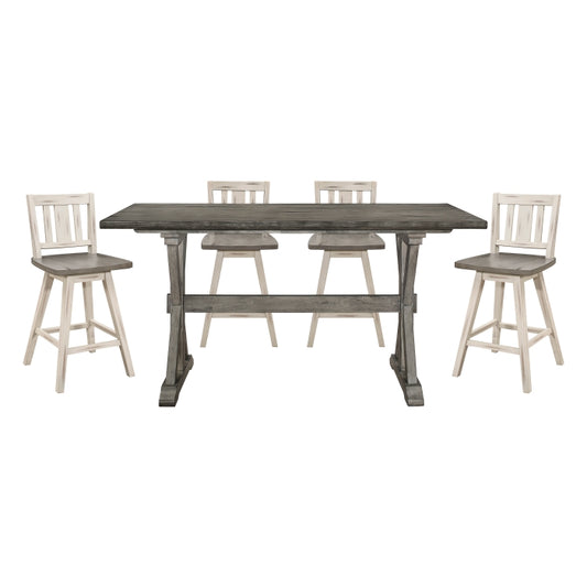 Amsonia 7pcs Counter Set GREY/WHITE SLAT BACK