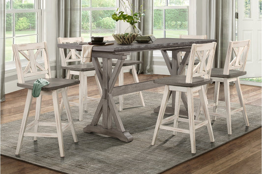 Amsonia 7pcs Counter Set GREY/WHITE X-BACK