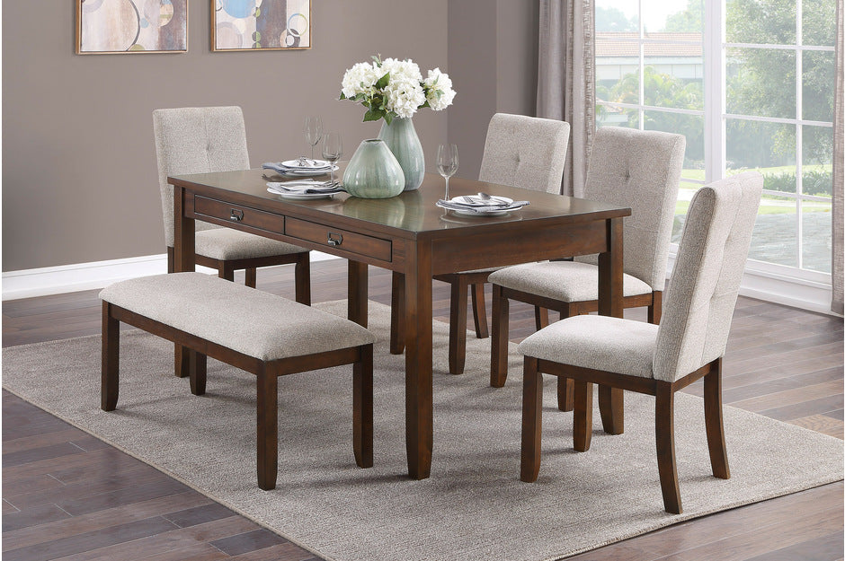 Binghampton 6pcs Dinette Set W/Bench DARK CHERRY