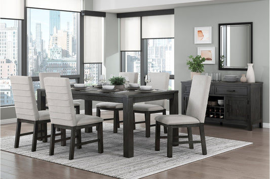 Orem 7pcs Dining Set WIRE BRUSHED ANTIQUE BLACK