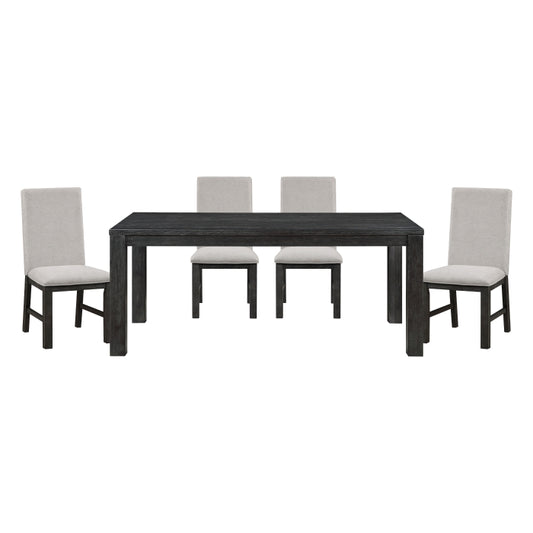 Orem 5pcs Dining Set WIRE BRUSHED ANTIQUE BLACK