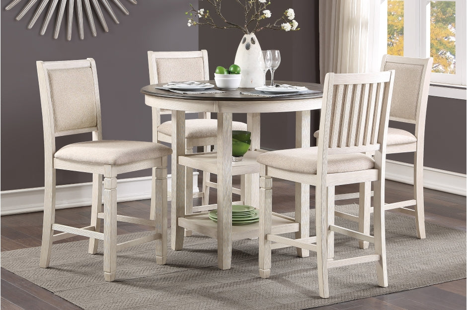 Asher 5pcs Counter Set BROWN/ANTIQUE WHITE