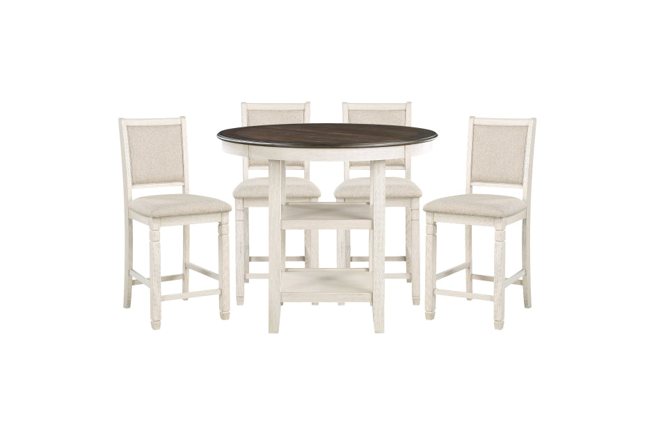 Asher 5pcs Counter Set BROWN/ANTIQUE WHITE