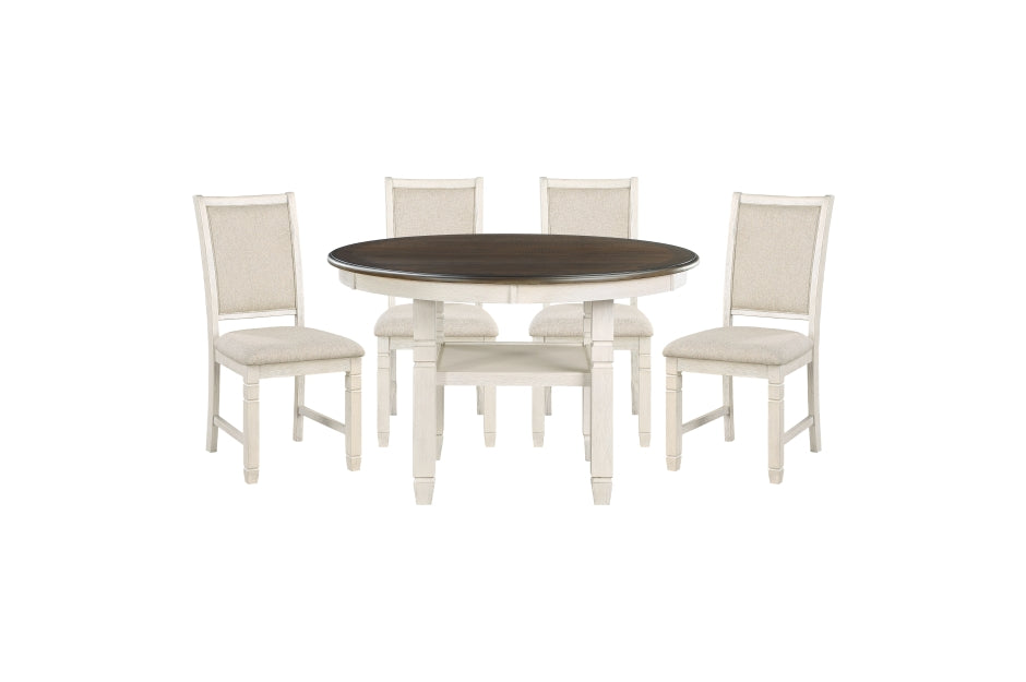 Asher 5pcs Dinette Set BROWN/ANTIQUE WHITE