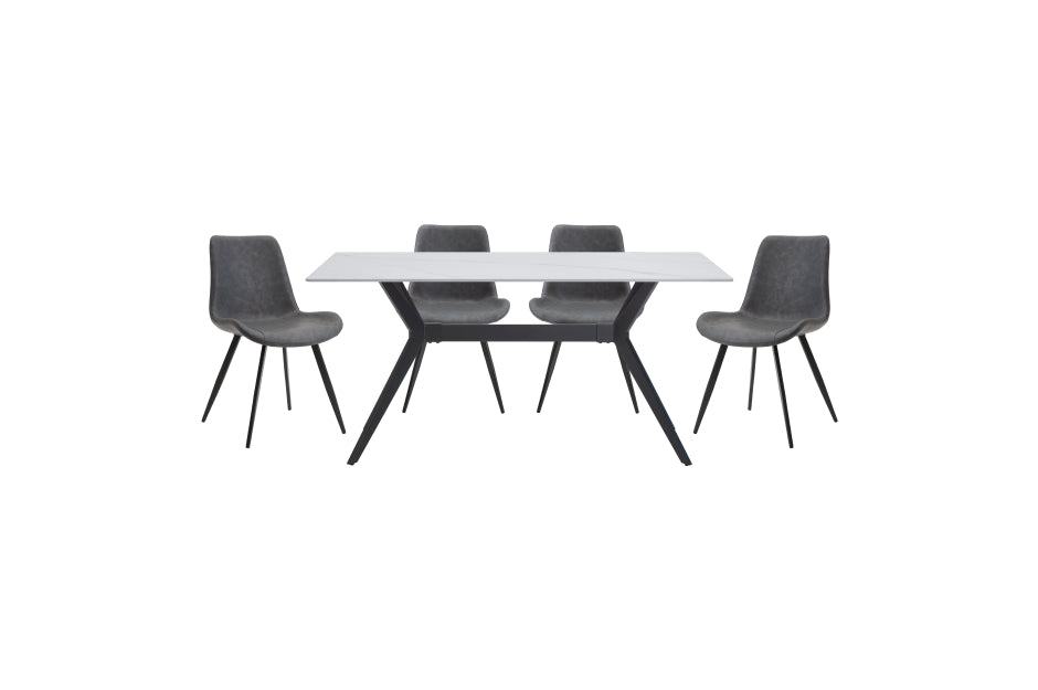 Brixley 5pcs Dinette Set- SINTERED STONE/WHITE