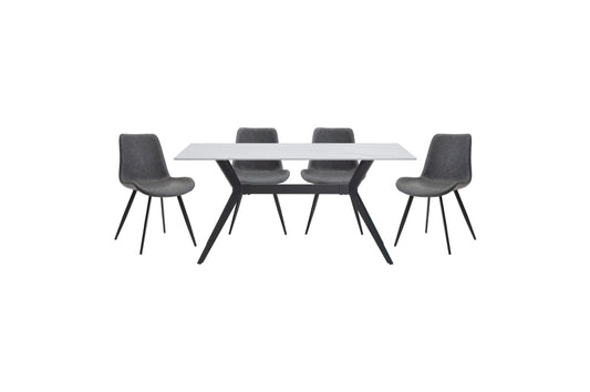 Brixley 5pcs Dinette Set- SINTERED STONE/WHITE