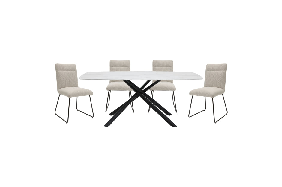 Benito Marble Print Tempered Glass 5pcs Dining Set