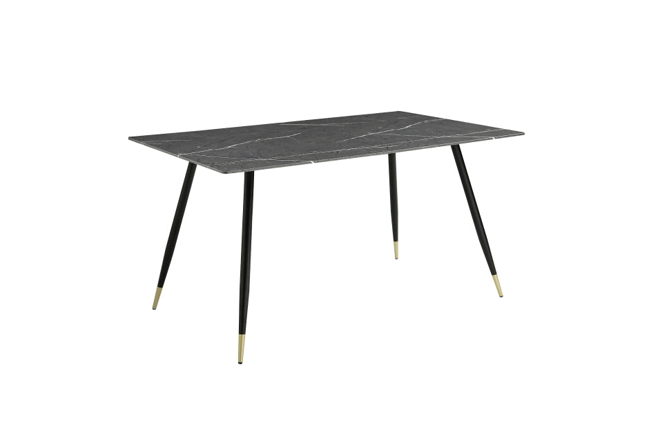 Clemente 5pcs Dinette Set MARBLE PRINT TEMPERED GLASS-BLACK