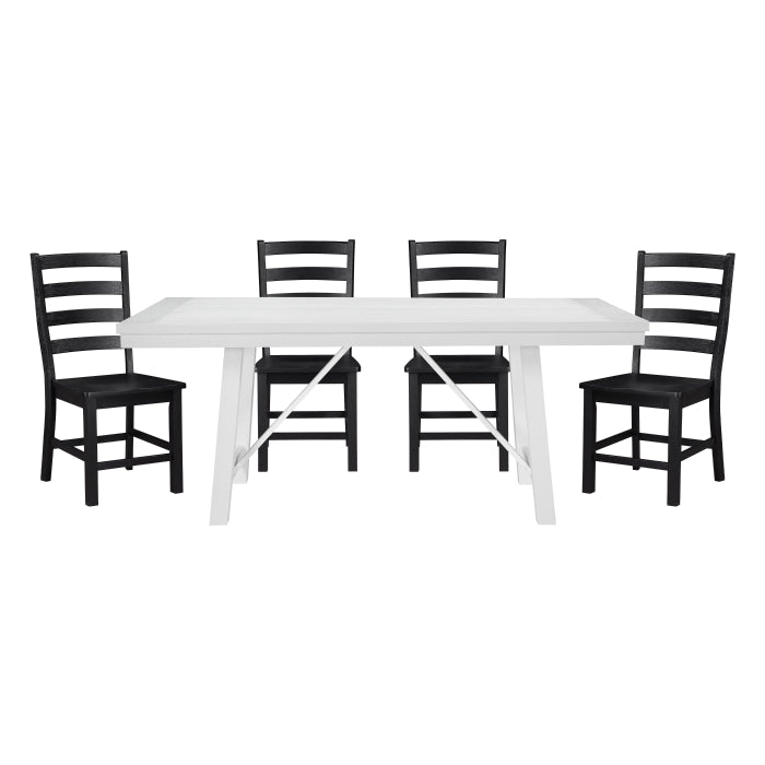 Redmond 5pcs Dining Set WHITE/BLACK CHAIRS