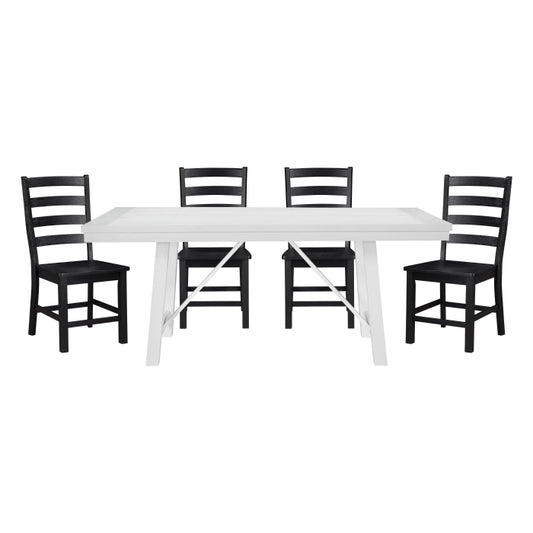 Redmond 5pcs Dining Set WHITE/BLACK CHAIRS