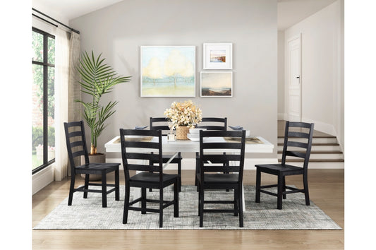 Redmond 7pcs Dining Set WHITE/BLACK CHAIRS