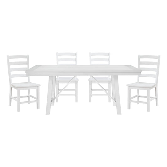 Redmond 5pcs Dining Set WHITE/WHITE CHAIRS