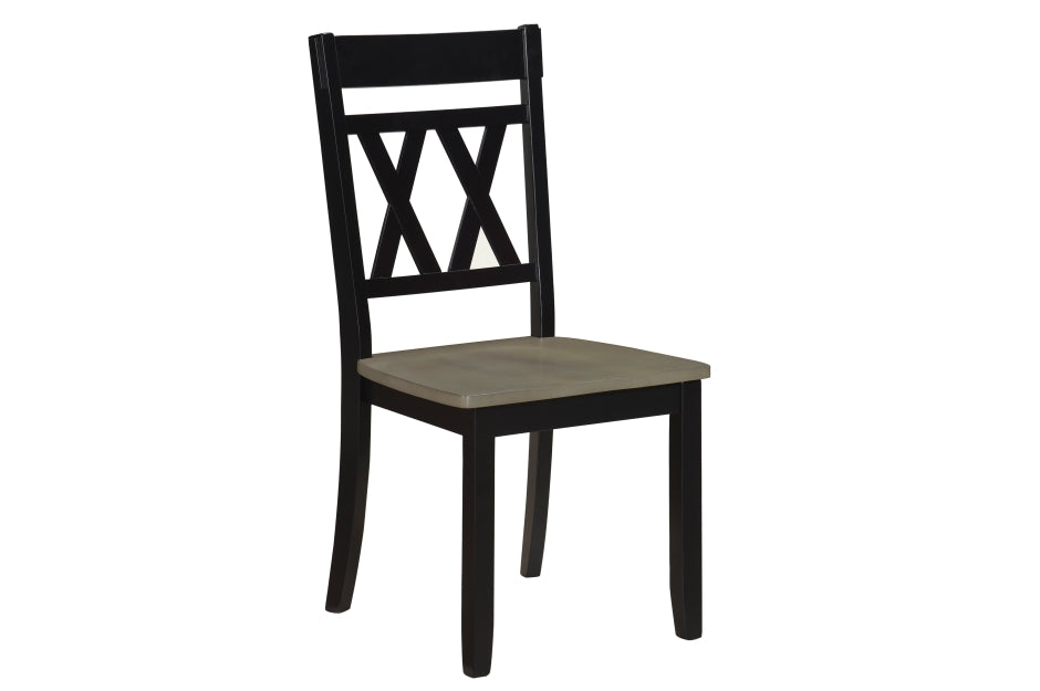 Ogden 5pcs Dinette Set-GREYWASH/ANTIQUE WHITE-BLACK CHAIRS