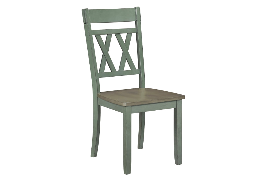 Ogden 5pcs Dinette Set-GREYWASH/ANTIQUE WHITE-TEAL CHAIRS