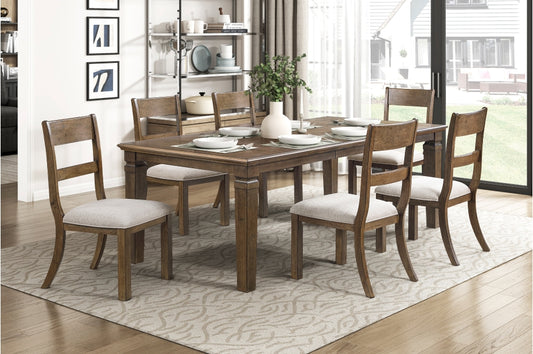 Quinn 7pcs Dining Set LITE BROWN