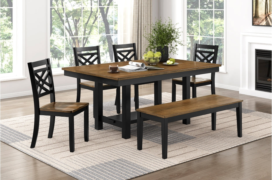 6022 New Collection 6pcs Dining Set BLACK/BROWN