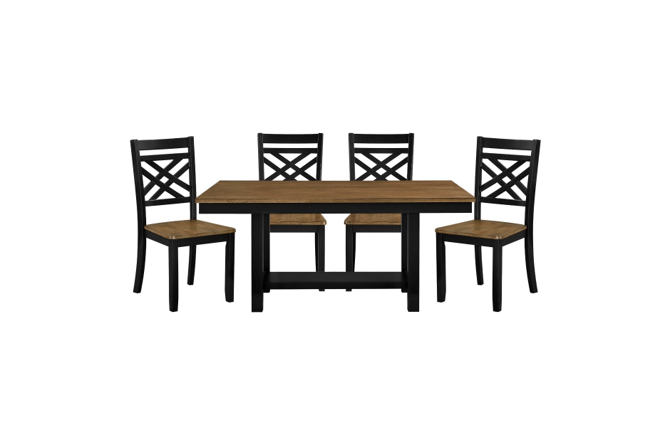 6022 New Collection 5pcs Dining Set BLACK/BROWN
