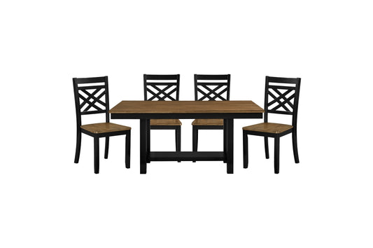 6022 New Collection 5pcs Dining Set BLACK/BROWN